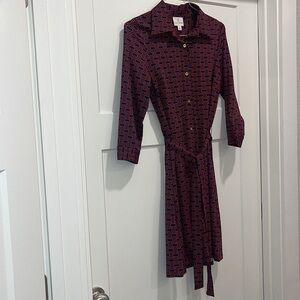 Julie Brown, size Large, color red and blue geometric pattern